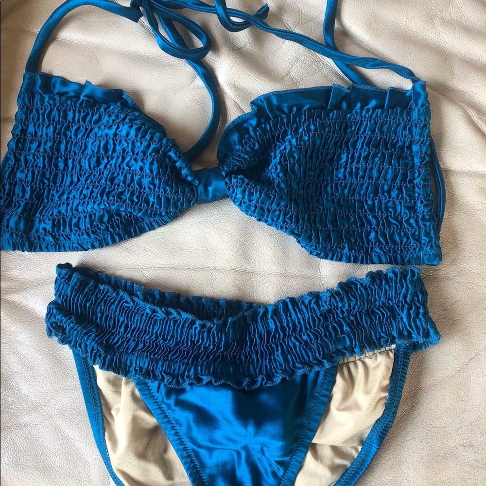Unique NEW Silk rich TEAL bikini